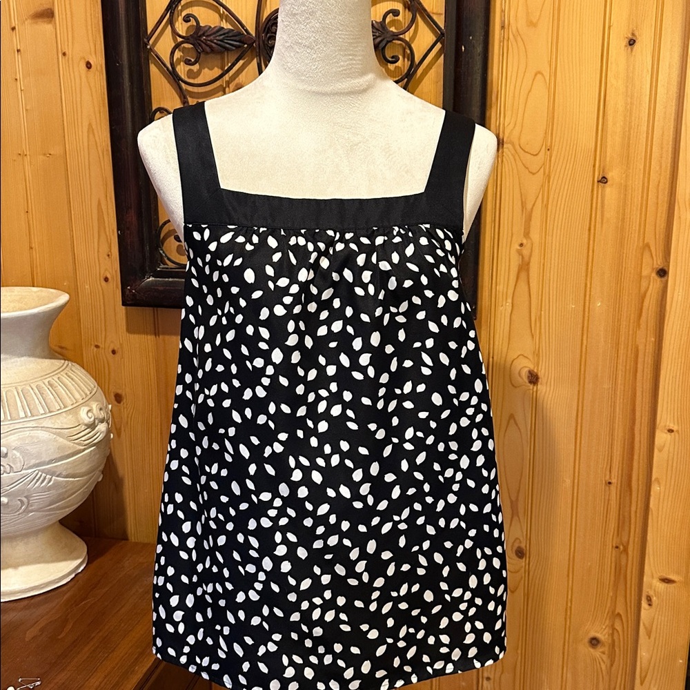 LOFT Black Top with White Dots